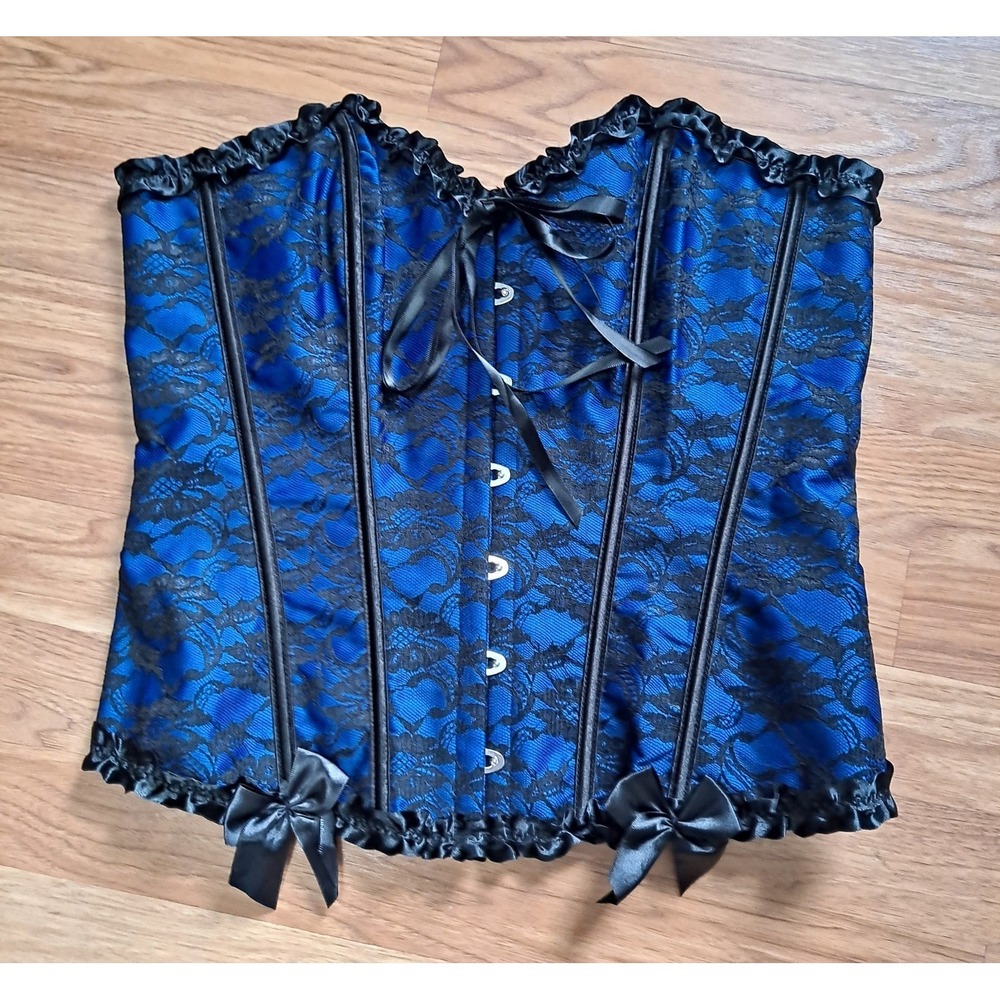 Ruffled Lace Up Corset Top XL Whimsigoth Coquette Milkmaid Festival renaissance‎